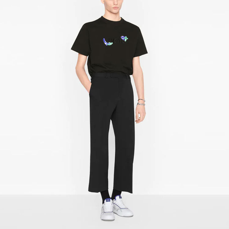 Men's DIOR x KENNY FW21 Crossover Alphabet Large Short Sleeve Black 193J685D0554-C986