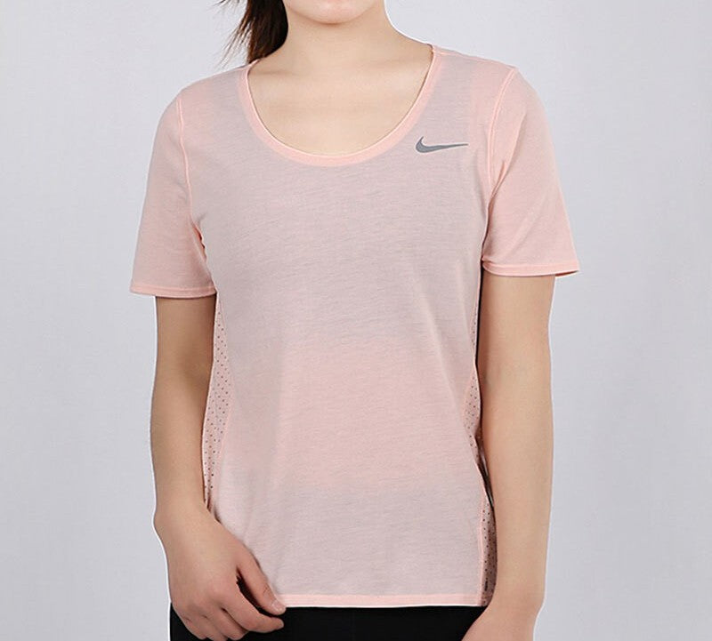 (WMNS) Nike City Sleek Dri-FIT Moisture Conduction Quick Dry Running Short Sleeve Washed Coral Red T-Shirt CU3235-664