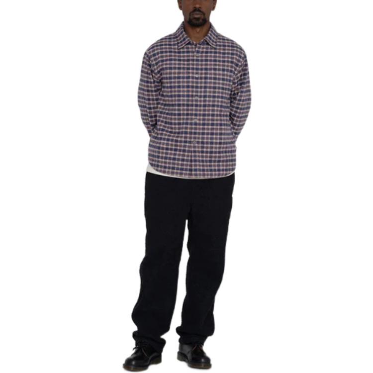 Stussy Sherpa Lined Plaid Shirt 'Navy' 1110268