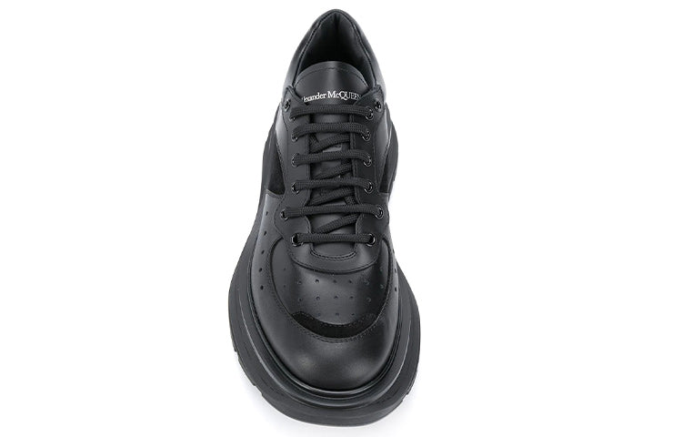 Alexander McQueen Tread Suede-panelled Leather Trainers 'Black' 627222WHRH51081