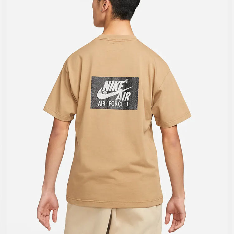 Men's Nike Pattern Printing Round Neck Pullover Short Sleeve Khaki T-Shirt DR5758-258
