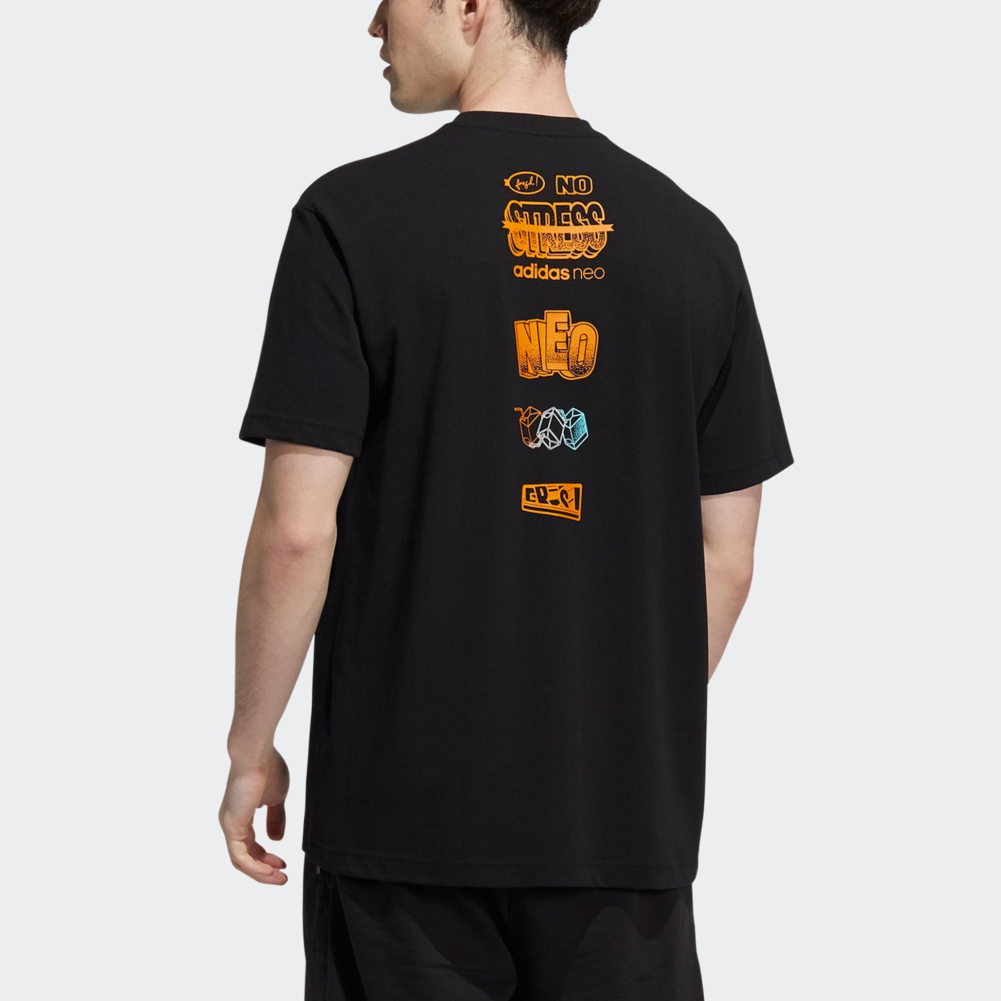 adidas neo M Sw Pkt Tee Chest Pocket Back Funny Sports Short Sleeve Black H55278