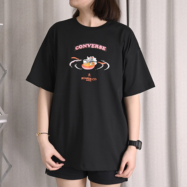 (WMNS) Converse Boards Co. Logo T-Shirt Asia Sizing 'Black' 10025883-A02