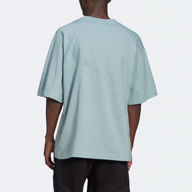 adidas originals Sports Large Logo Solid Color Splicing Short Sleeve Gray Green HC4509