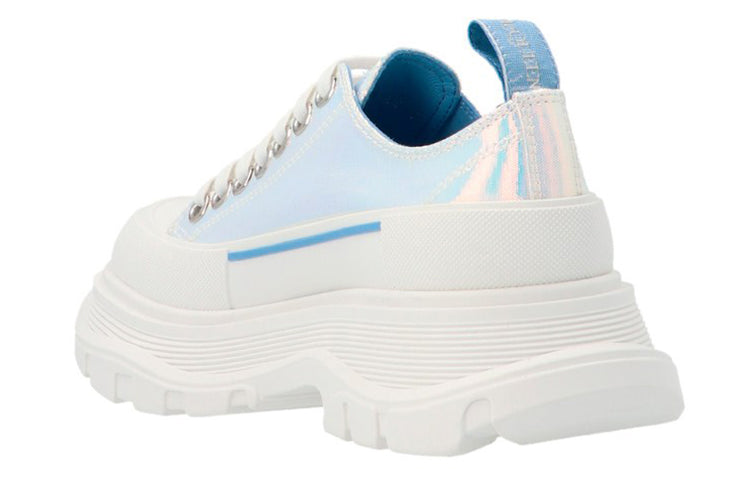 Alexander McQueen Silver Holographic Tread Slick Platform Low Sneakers 'White Multi' 650780W4PC19583