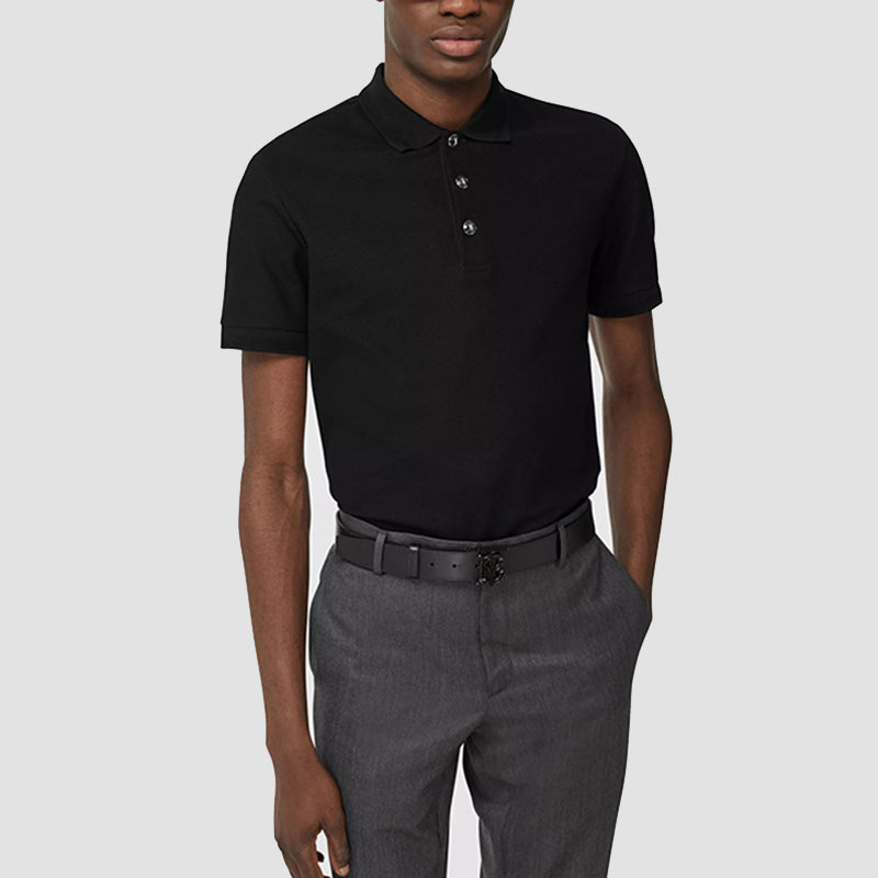 Men's Burberry Cotton Cozy Short Sleeve Polo Shirt Black 80270561