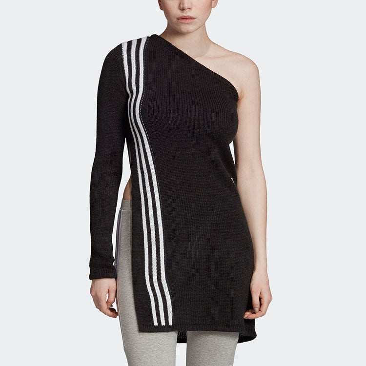 (WMNS) adidas originals Irregular Pullover Forked Knitwear Black EC1043