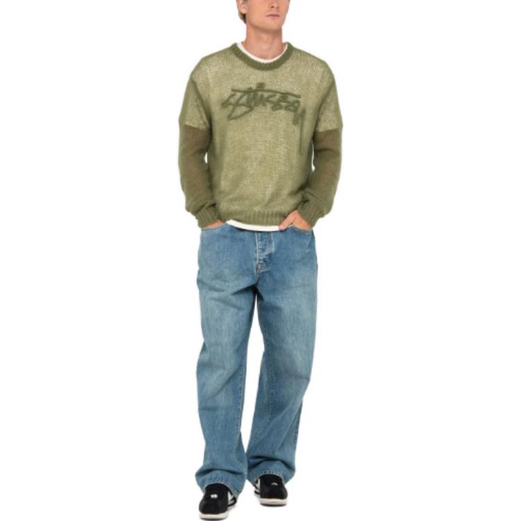 Stussy Loose Knit Logo Sweater 'Cypress' 117180-CYPERESS