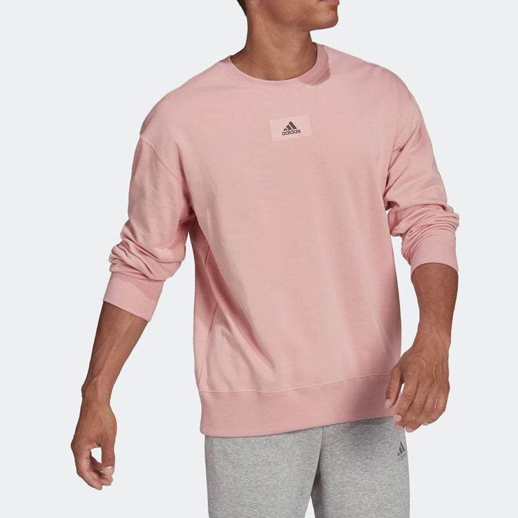 adidas Loose Casual Printing Round Neck Pullover Couple Style Pink HE4349