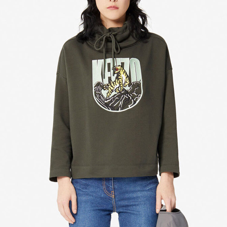 KENZO Gold TIGER Long Sleeves Hoodie 'Military Green' F962SW6094X5-51