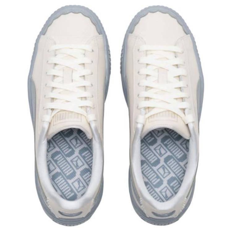 (WMNS) PUMA Basket Platform Shoes 'Pearl White Blue' 398910-04
