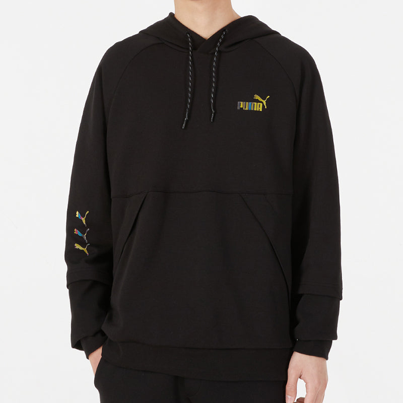 PUMA Logo Pattern Printing Loose Couple Style Black 537016-01
