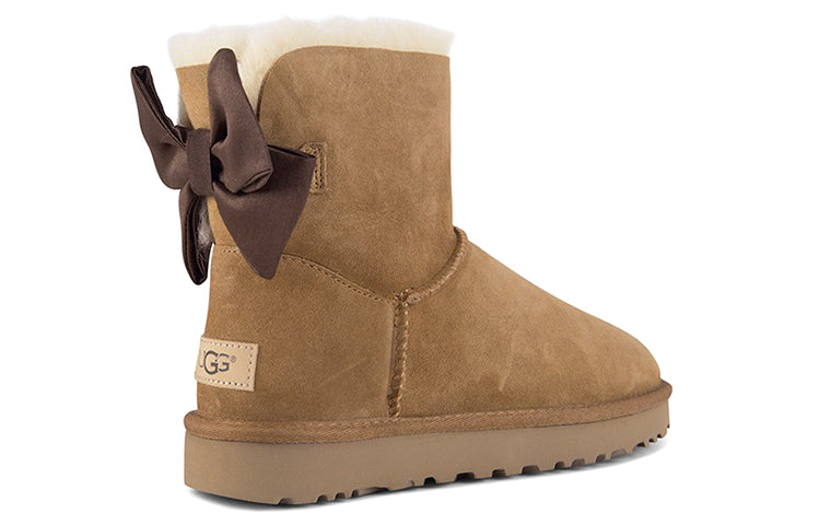 (WMNS) UGG Mini Bailey Bow II Glam Fleece Lined Brown 1103130-CHE