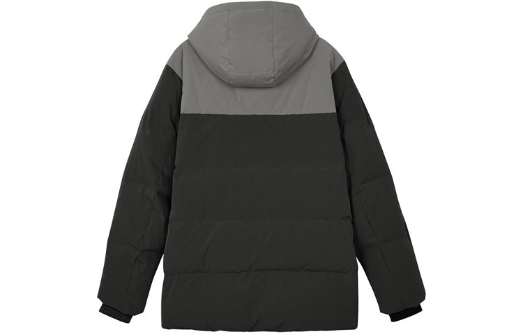 Skechers Contrast Color Letter Printed Hooded Down Jacket 'Black Grey' L321M190