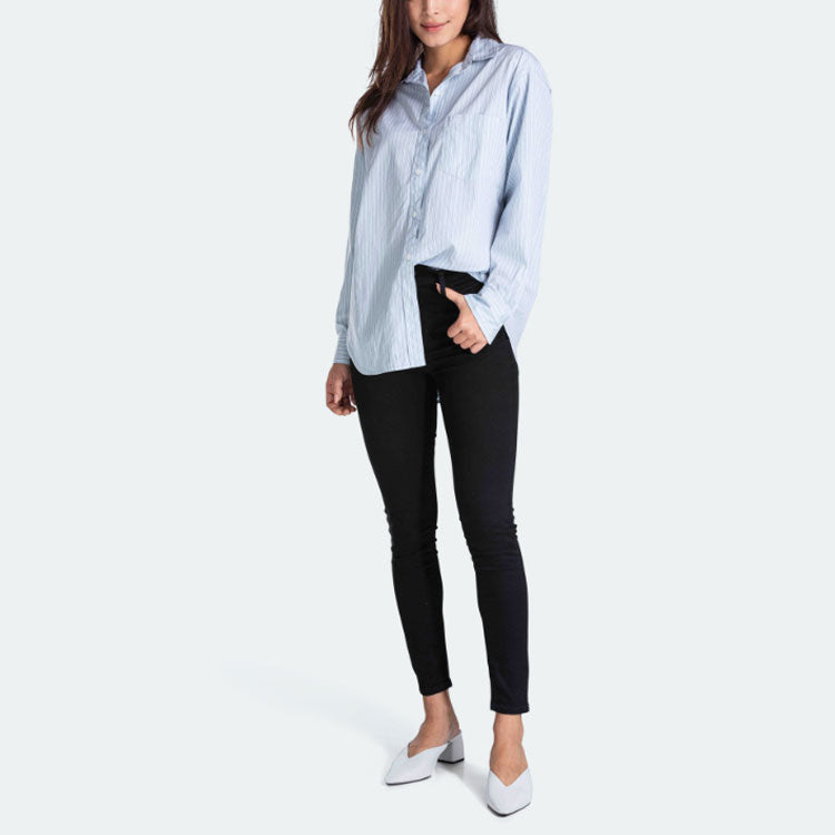 Levis Casual Pure Cotton Stripe Long Sleeves Light Blue Shirt 85333-0002