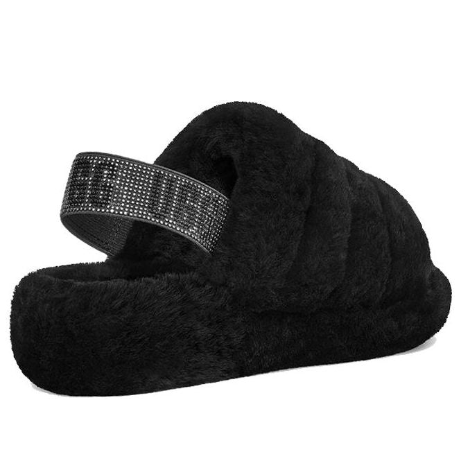 (WMNS) UGG Fluff Yeah Bling Slipper 'Black' 1116071-BLK
