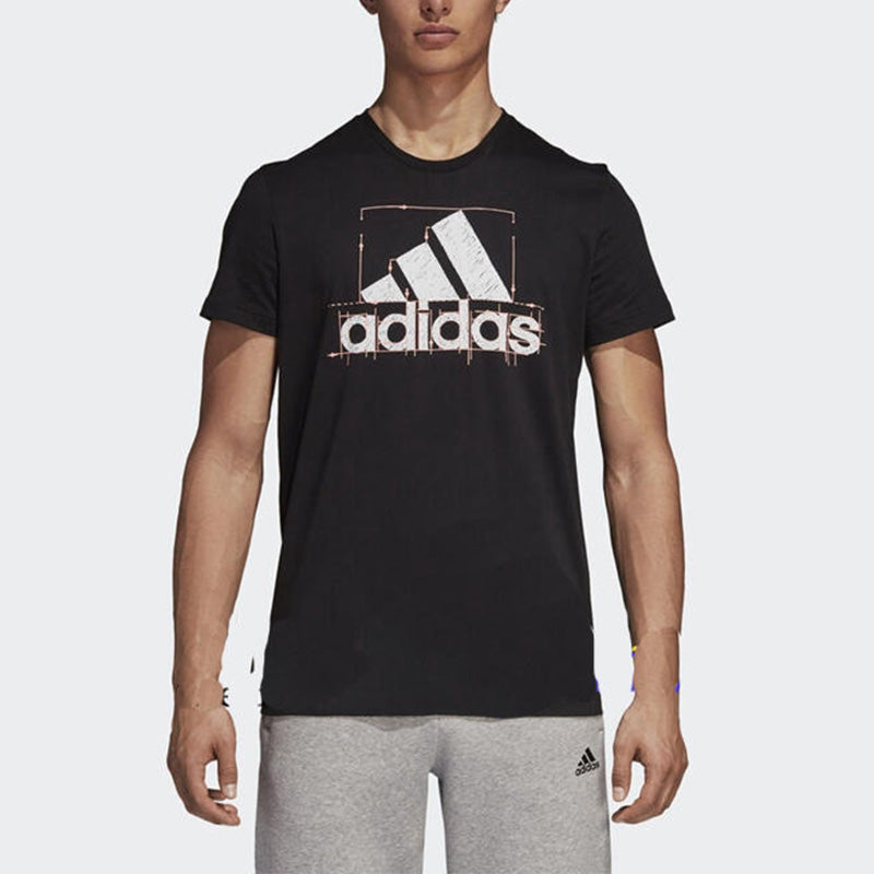 adidas Large Logo Athleisure Casual Sports Short Sleeve Gray DI0291