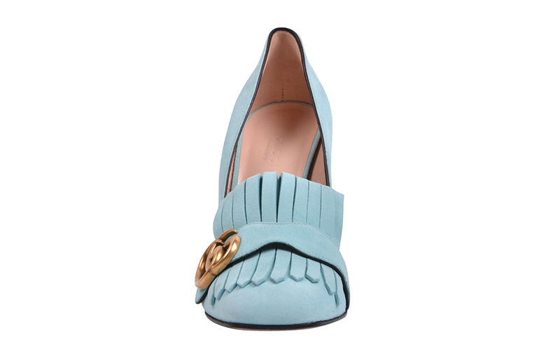 (WMNS) Gucci Marmont Suede Heels 'Light Blue' 408206-C2000-3628