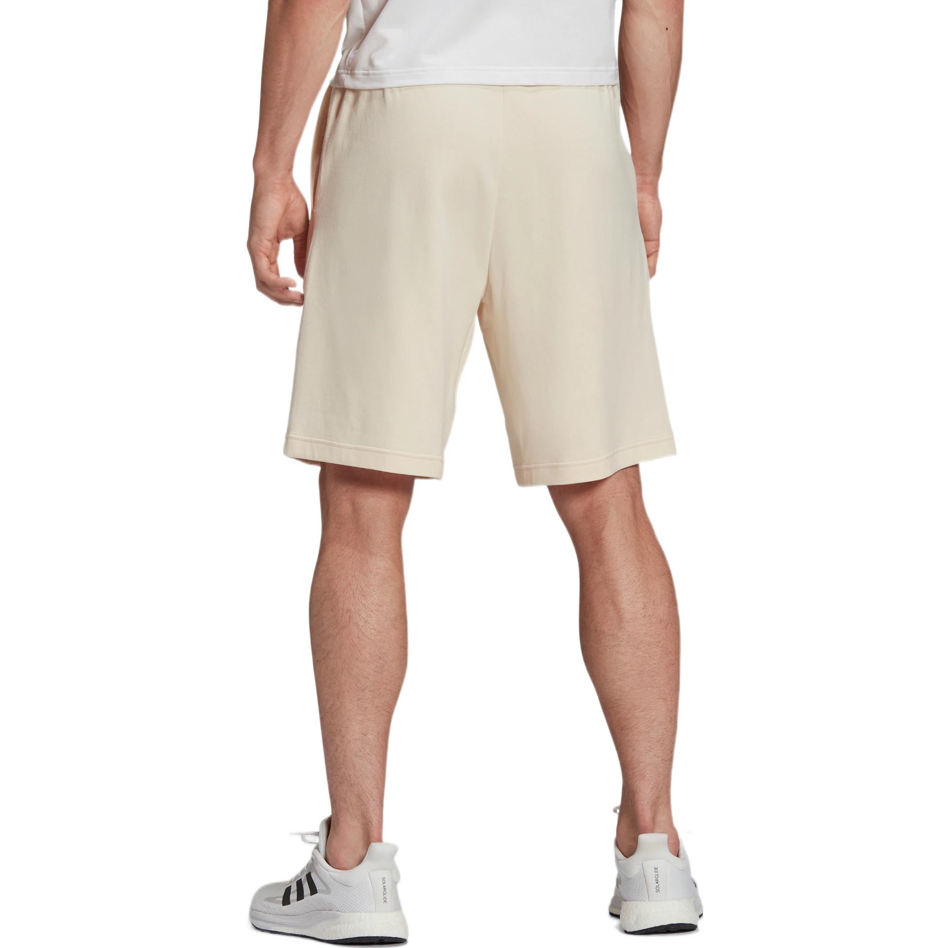 Men's adidas Solid Color Logo Micro Mark Lacing Casual Sports Shorts Yellow White HB6588