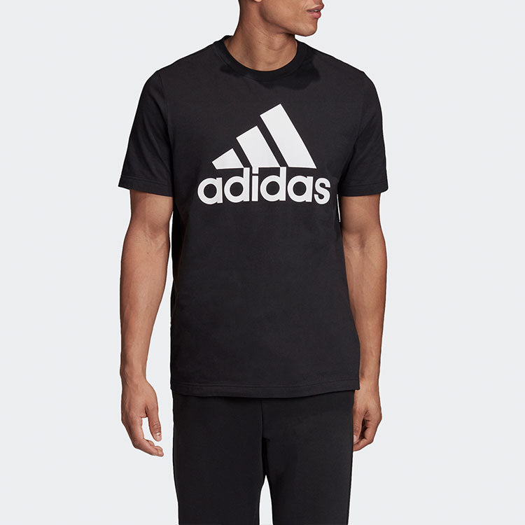 adidas Mh Bos Tee Contrasting Colors Large Logo Sports Round Neck Short Sleeve Black GC7346