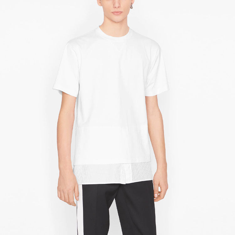Men's DIOR FW21 Solid Color Alphabet Jacquard Short Sleeve White T-Shirt 143J647A0677-C080