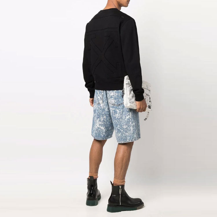 Off-White FW21 Arrow Pattern Round Neck Pullover Version Black OMBA025F21FLE0071001