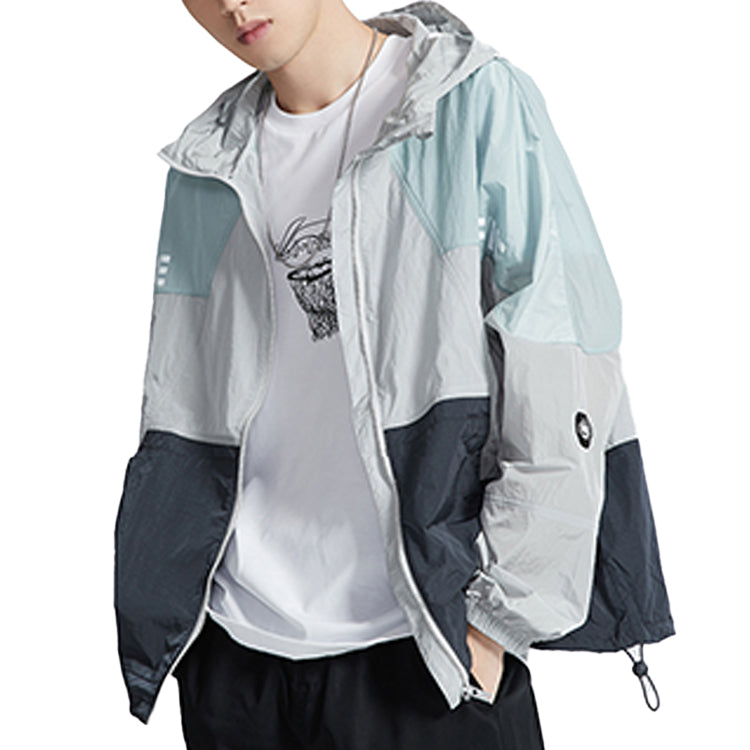 Li-Ning Colorblock Sports Hooded Jacket 'Grey Green' AFDQ213-1