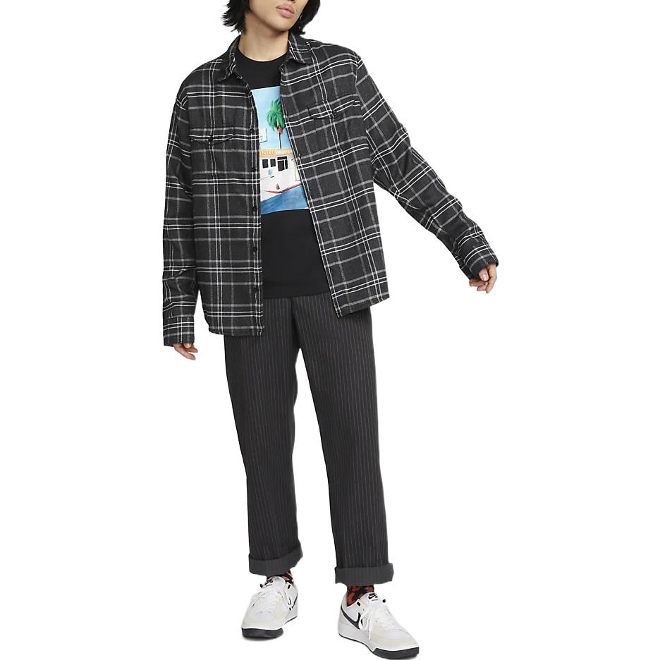 Nike SB Skateboard Cartoon landscape Pattern Skateboard Round Neck Short Sleeve Black DR7766-010