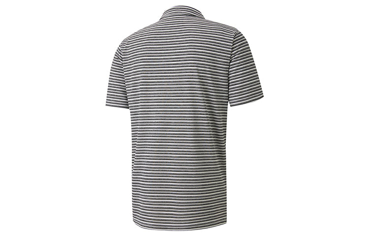 PUMA Golf Stripe Polo Shirt 'Black White' 596815-01