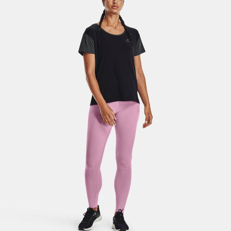(WMNS) Under Armour Rush Energy Casual Training Sports Short Sleeve Black 1365735-001
