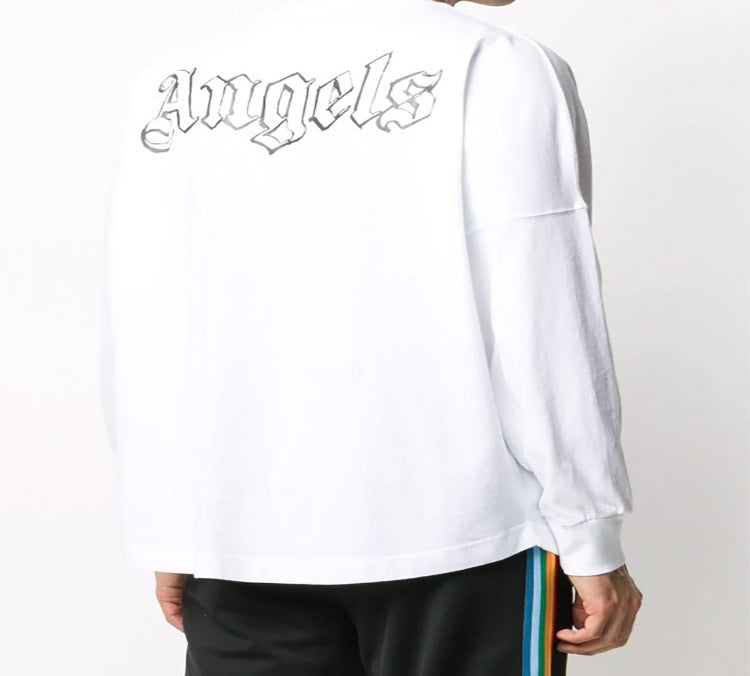 Men's PALM ANGELS Logo Short Sleeve White PMAB001E20JER0030182