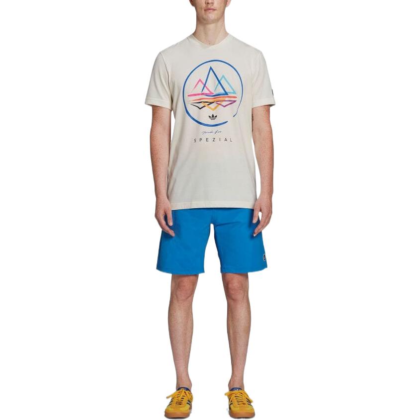 Men's adidas Solid Color Label Straight Shorts Japanese Version Blue GT1816