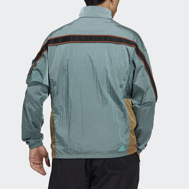 adidas Sports Stand Collar Cardigan Jacket Yellow Green Colorblock GP0845