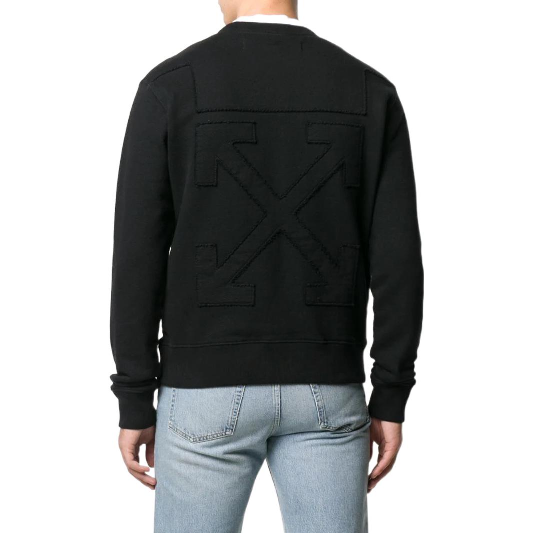 Men's Off-White FW22 Solid Color Logo Round Neck Long Sleeves Version Black OMBA025R20D250321091BLACK