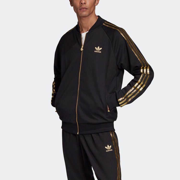 adidas originals SST 24 Track Jacket Gold Stripe Retro Sports Black GK0658