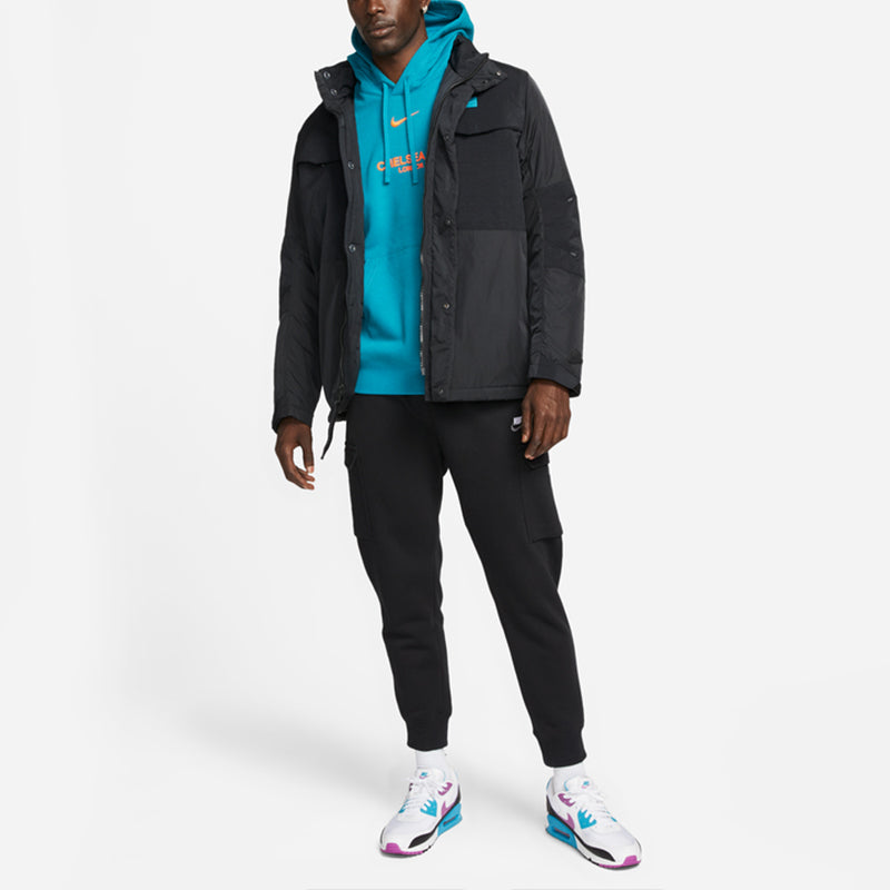Nike Sports Solid Color Casual Hooded Jacket Black DD8413-010
