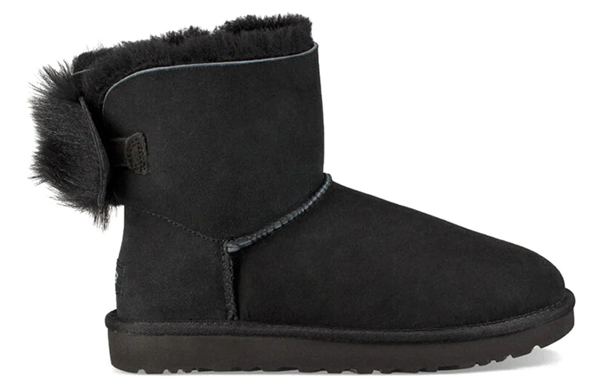 (WMNS) UGG Fluff Bow Mini Fleece Lined Black 1094967-BLK