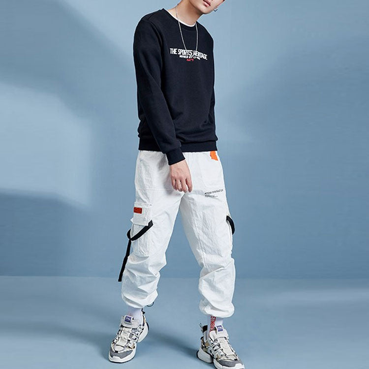 Li-Ning Sports Fashion Series Alphabet Printing Fleece Lined Round Neck Pullover Black AWDPC99-3