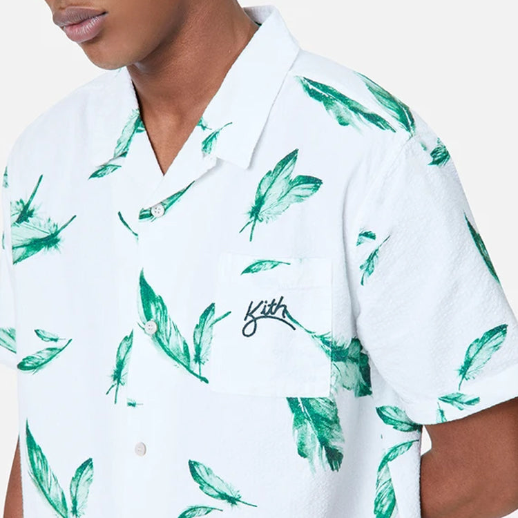 KITH Camp Collar Seersucker Shirt 'White Green' KH3750-101