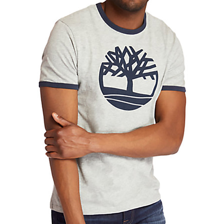 Men's Timberland Logo Printing Short Sleeve Gray A2B7U052
