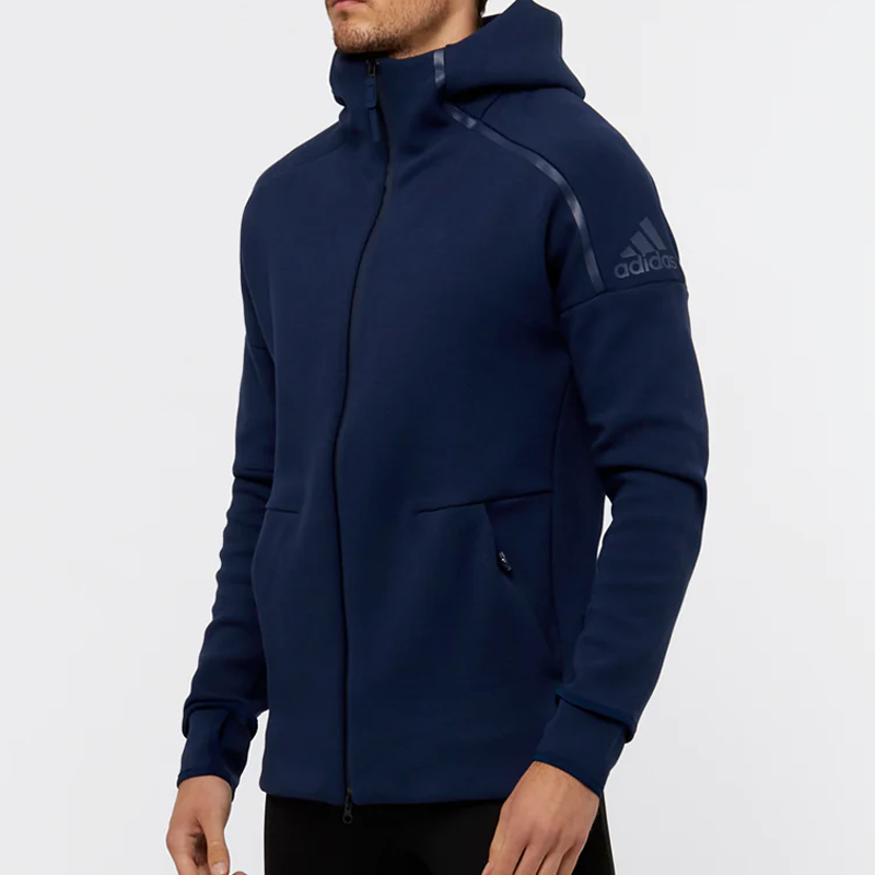adidas Logo Knit Hooded Jacket Navy Blue BQ6928