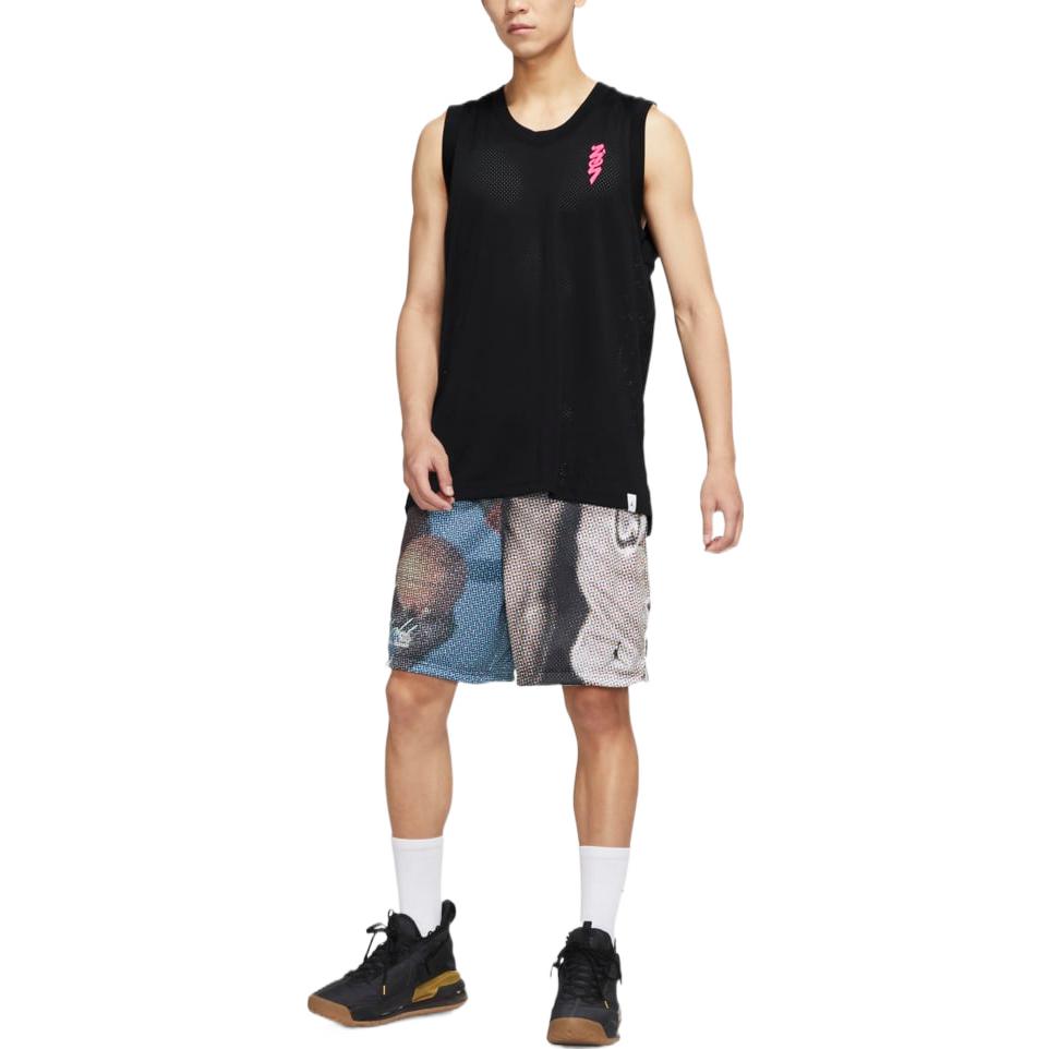Men's Air Jordan Pattern Printing Mesh Round Neck Sports Vest Black DR2112-010