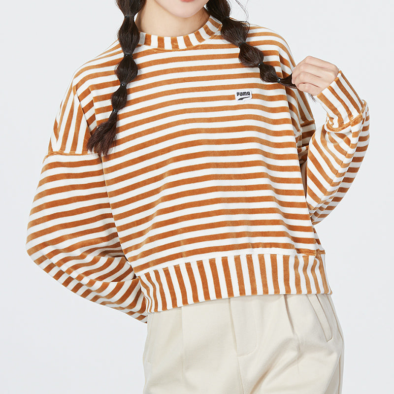 (WMNS) PUMA Striped Knitted Sweater 'Beige' 537632-74