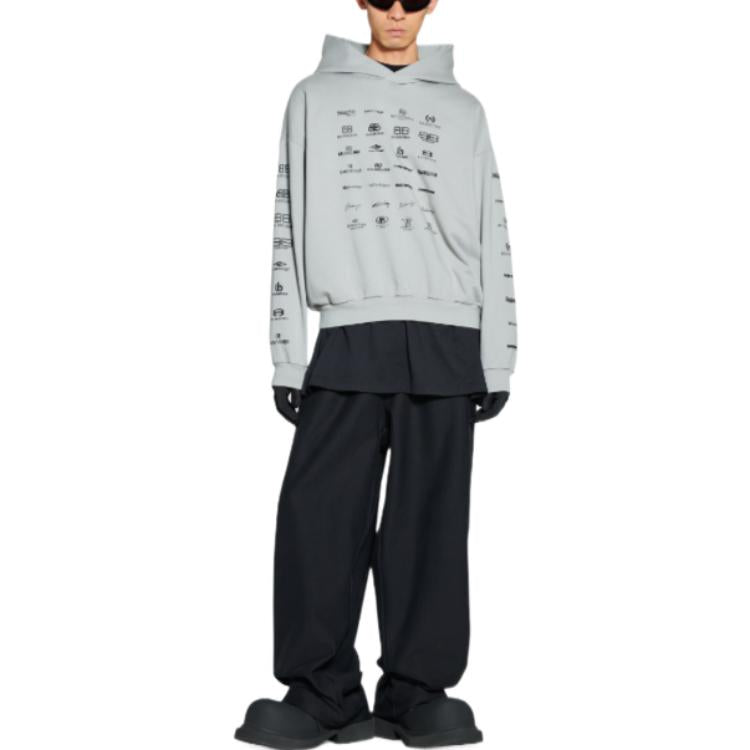Balenciaga Archives Logos Hoodie 'Light Grey' 726241TNVQ81342