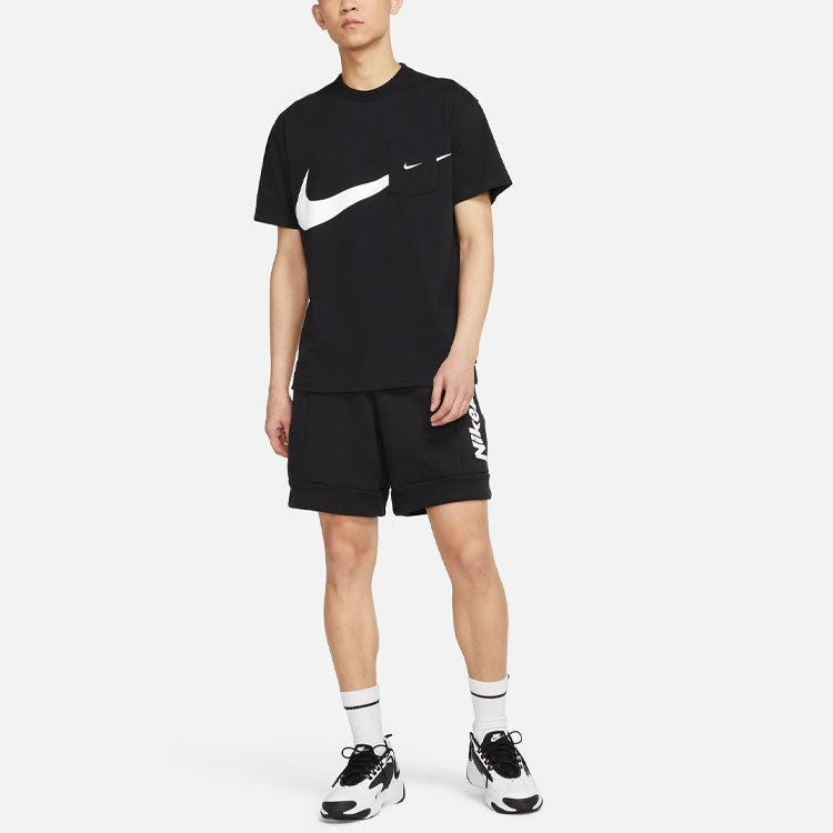 Nike Sportswear Swoosh Casual Sports Round Neck Logo Pocket Short Sleeve Black DJ4134-010