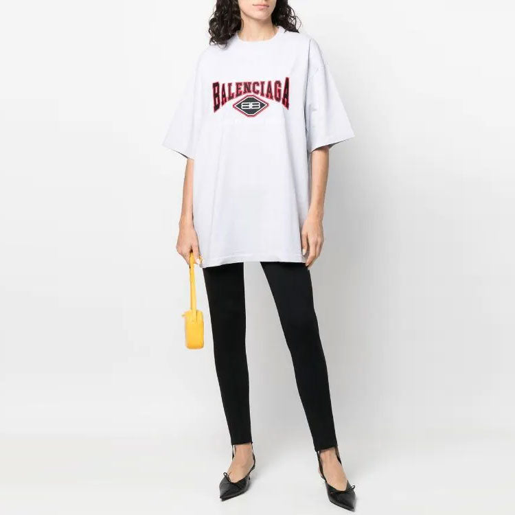 Balenciaga BB Authentic Jersey Apparel T-Shirt Large Fit 'Light Grey' 641675TMVA99012