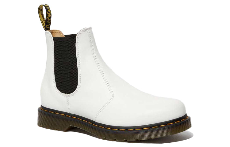Dr. Martens 2976 Yellow Stitch Smooth Leather Chelsea Boots 'White' 26228100