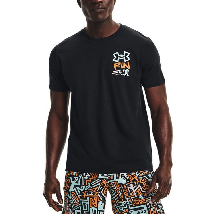 Men's Under Armour Printing Athleisure Casual Sports Round Neck Short Sleeve Black 1363538-001