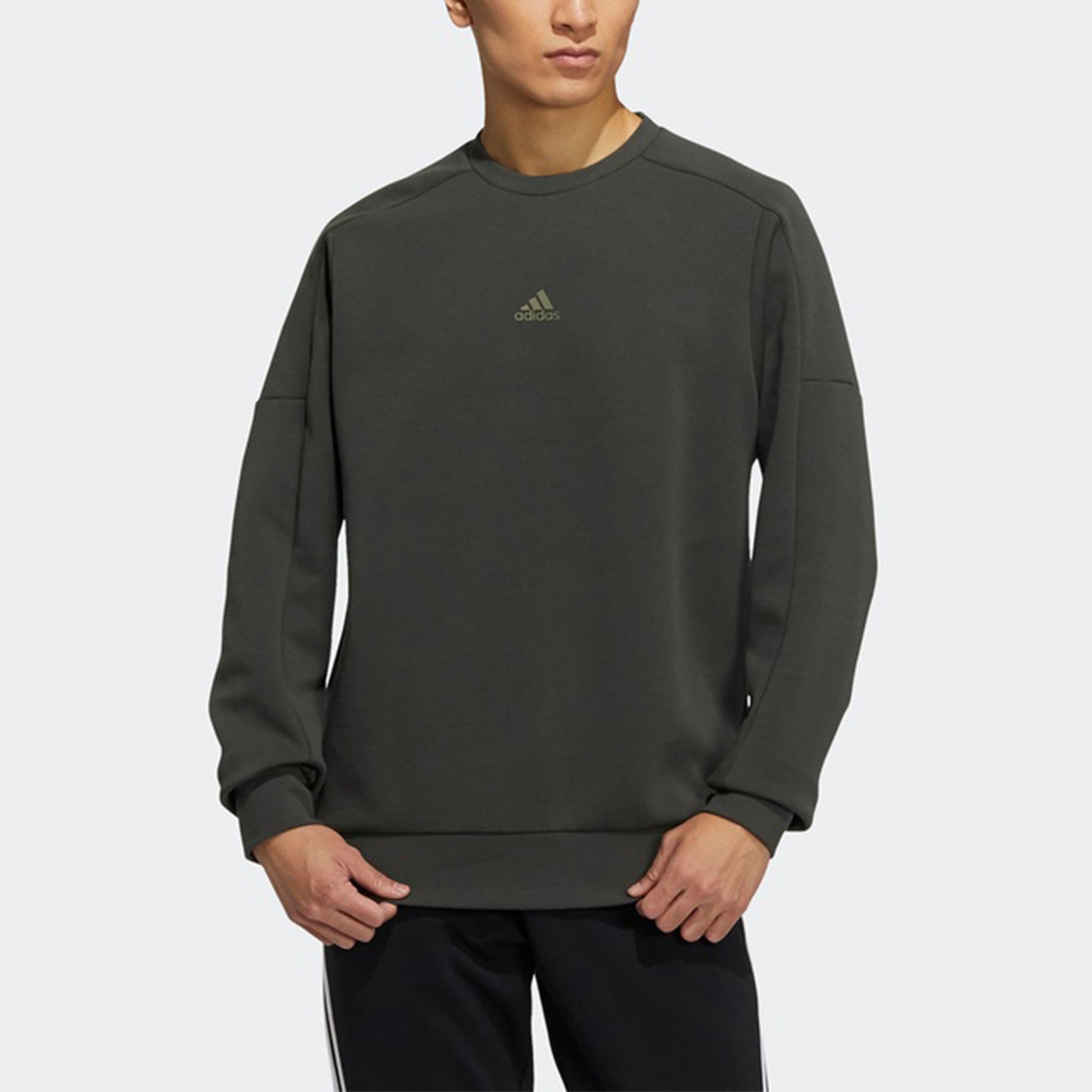 Men's adidas Crew Swert Logo Sports Pullover Dark Brown HD0350