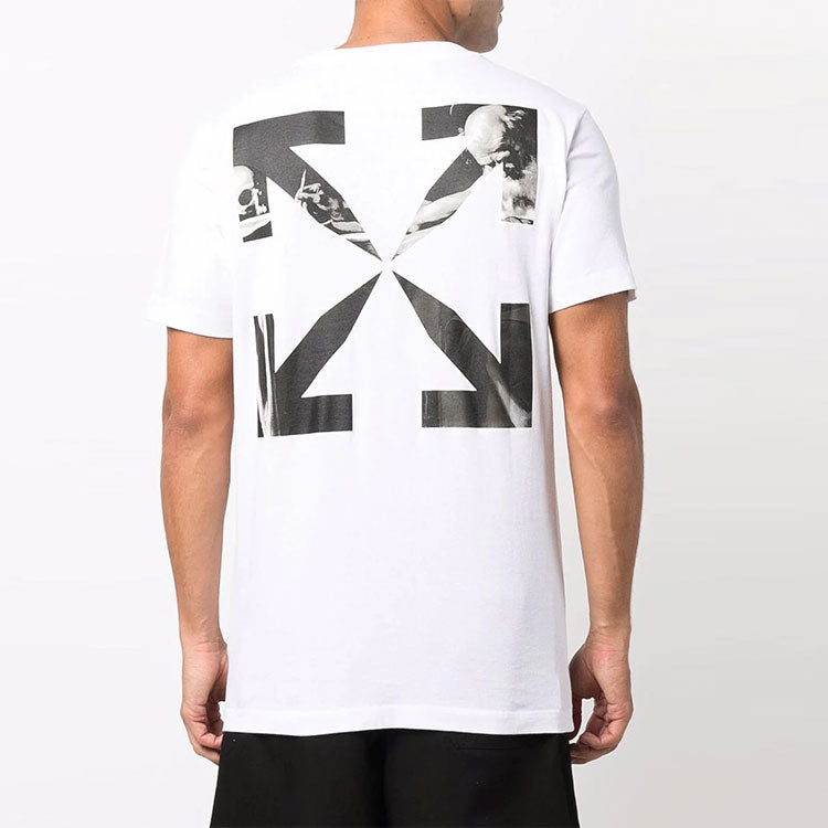 Men's Off-White Caravaggio Arrow Solid Color Short Sleeve White T-Shirt OMAA027F21JER0130110